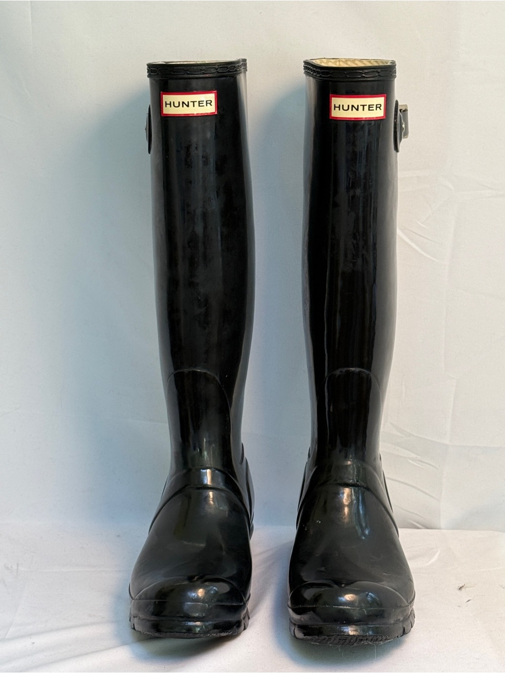 Hunter Tall Glossy Black Women's Rain Boots With Hunter Socks